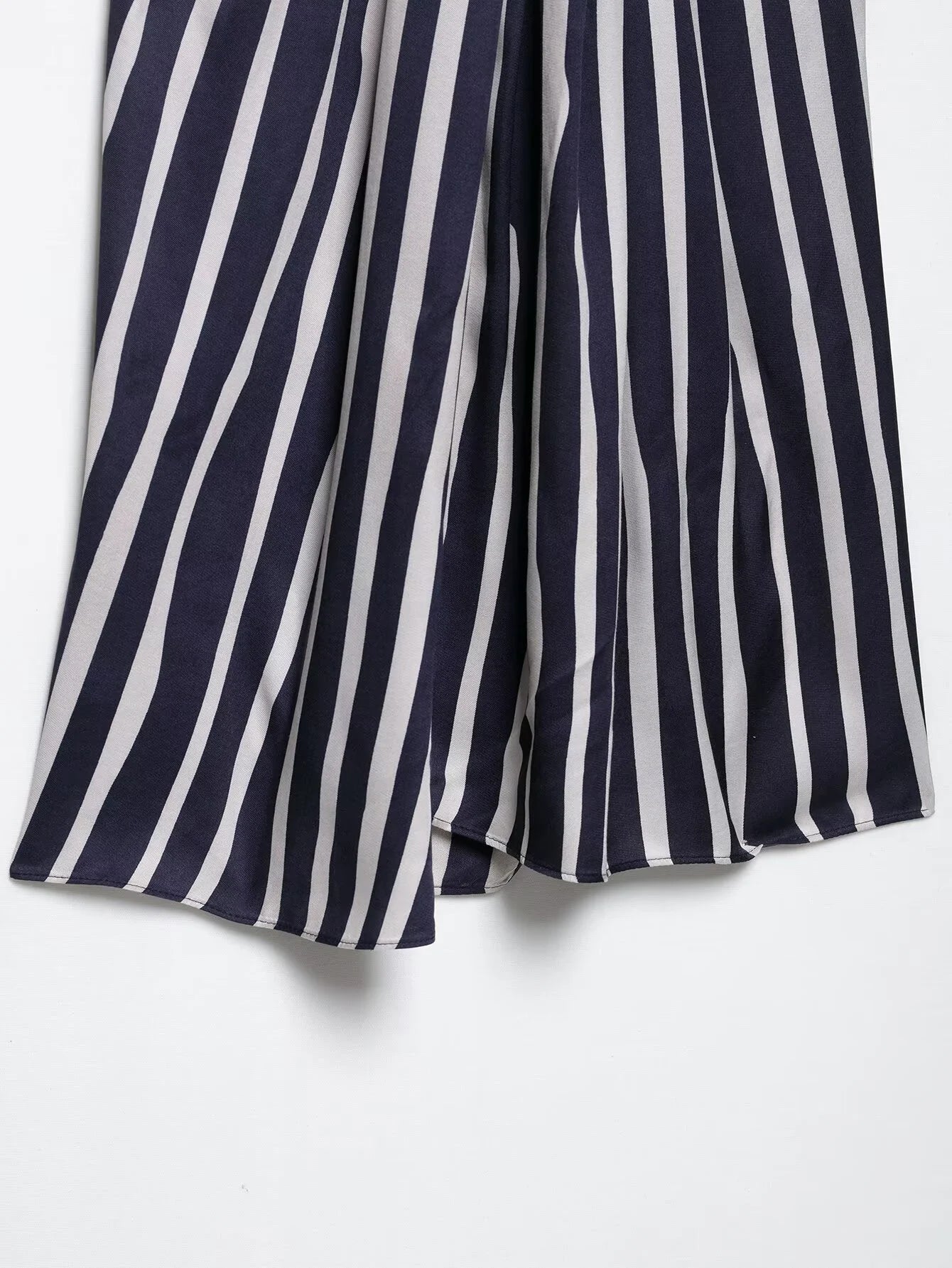 Women's Striped Collar Top & Mid Waist Loose Pants Set