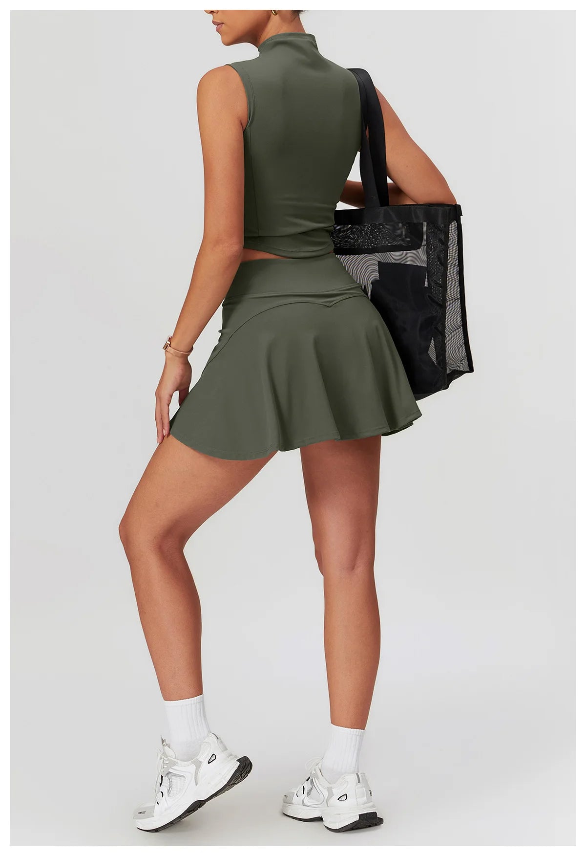 High Waist Sports Skirt - Quick Dry Yoga Skirt with Lined Shorts
