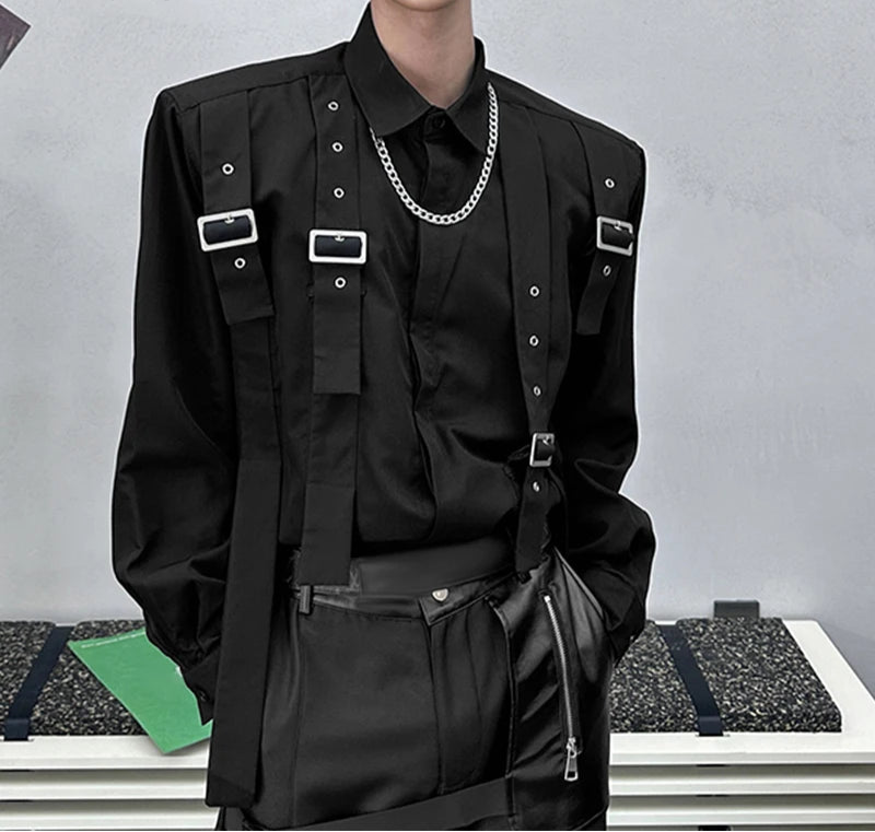 Men's Summer Spring Lace-Up Long Sleeve Oversized Casual Shirt