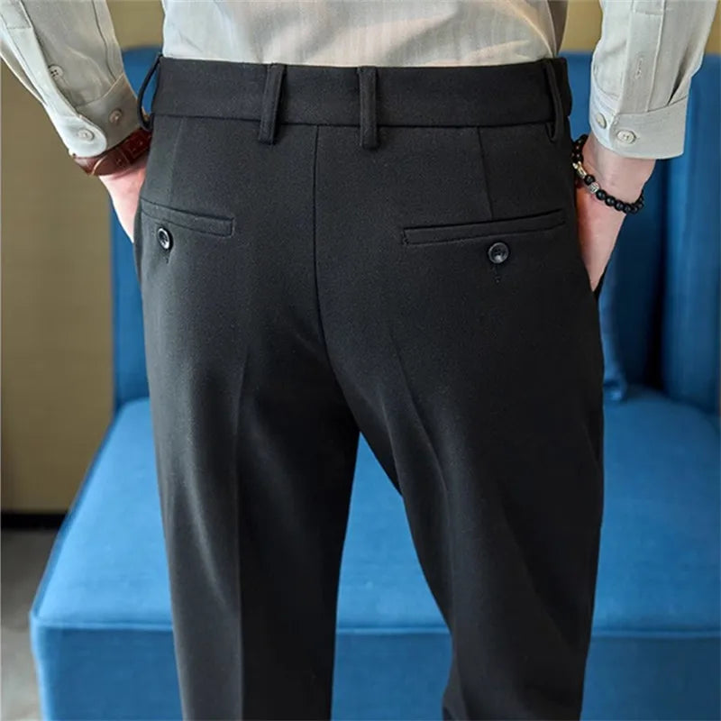 Men's Woolen Elastic Full Length Trousers