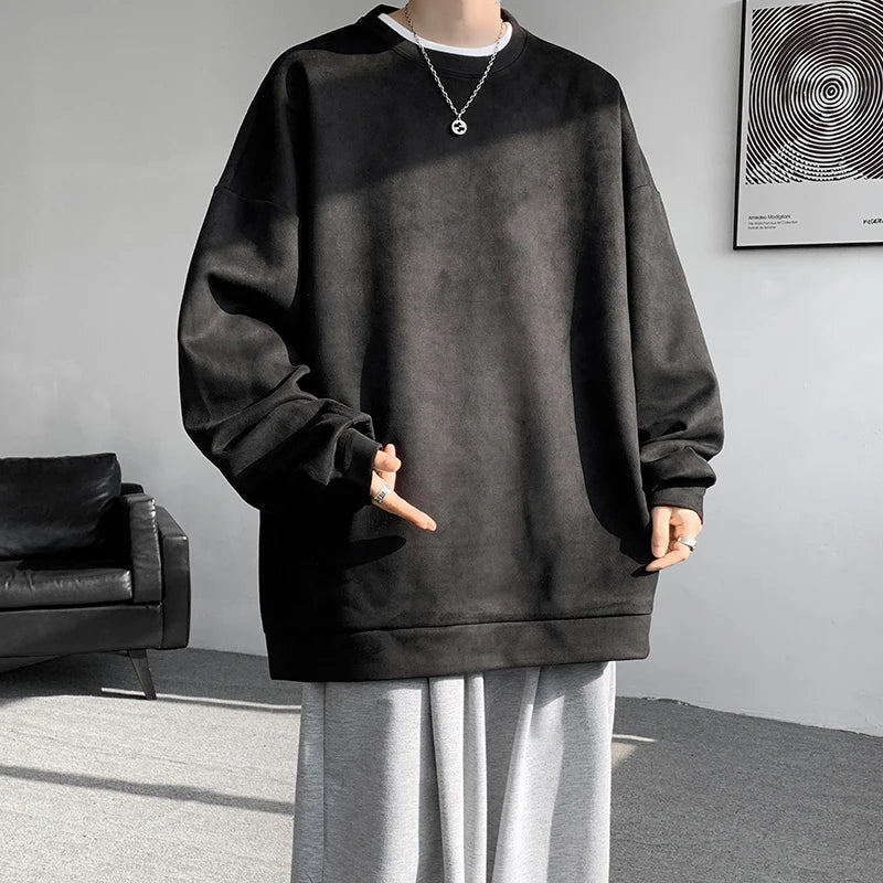 Men's Loose Long Sleeve Round Neck Cotton T-Shirt