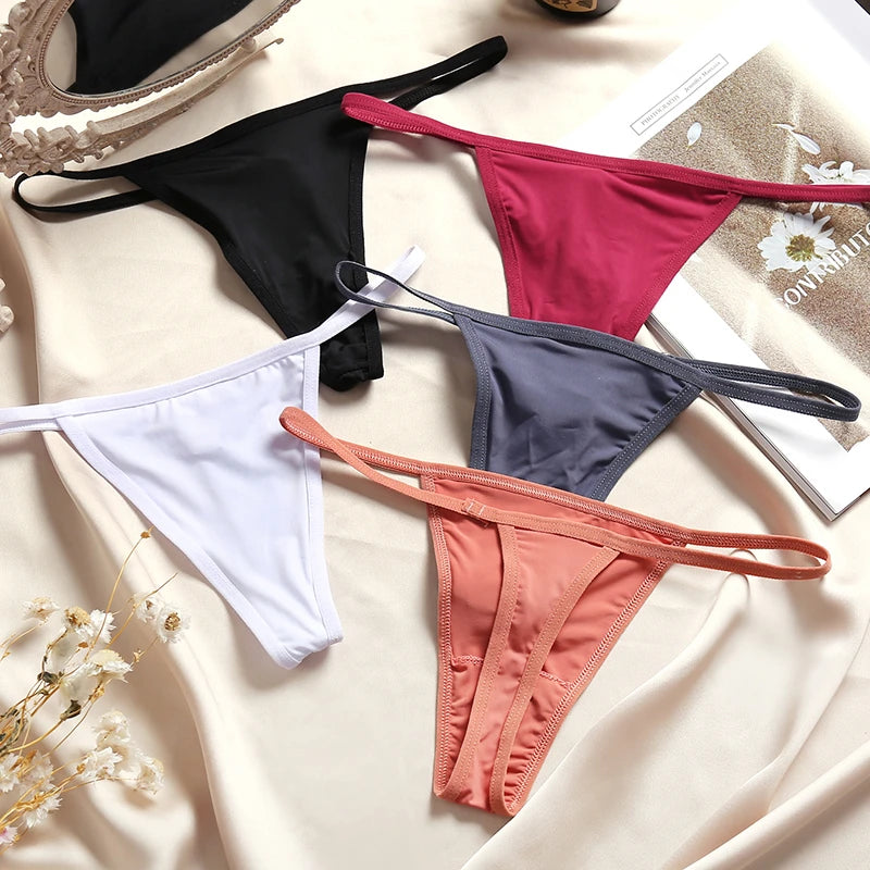 Women's Cotton Seamless Thong Set - Low Waist Comfort Underwear (2 Pack)