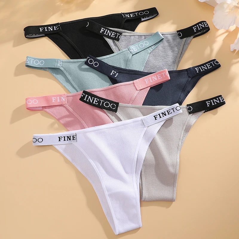 4-Pack Cotton Letter Belt Underwear - Women's Low-Waist Breathable Briefs