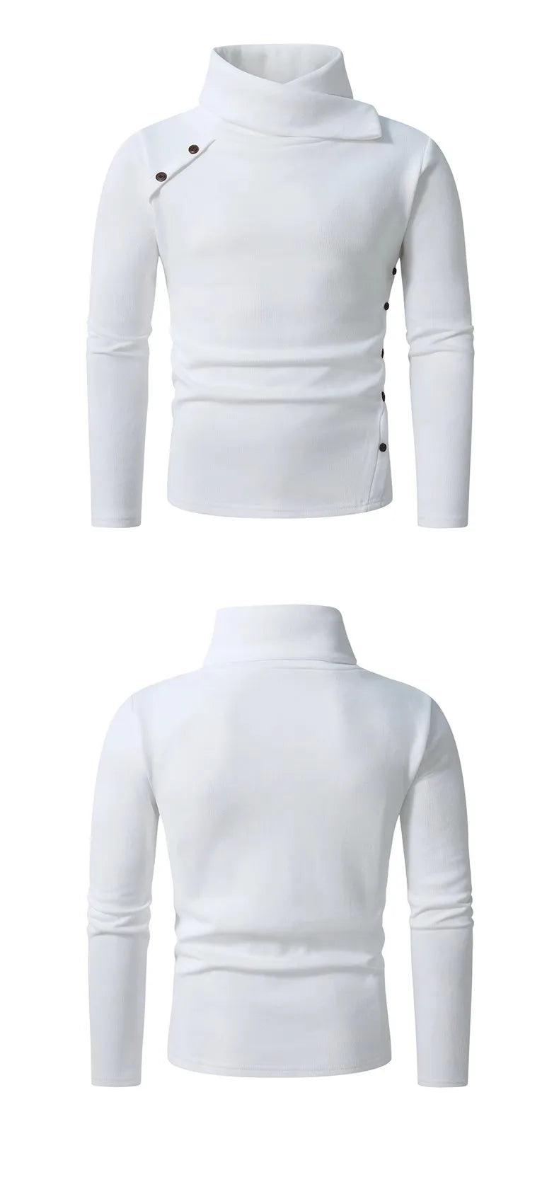 Men's England Style Turtleneck Sweater - Warm Solid Colour Knit Pullover for Autumn Winter