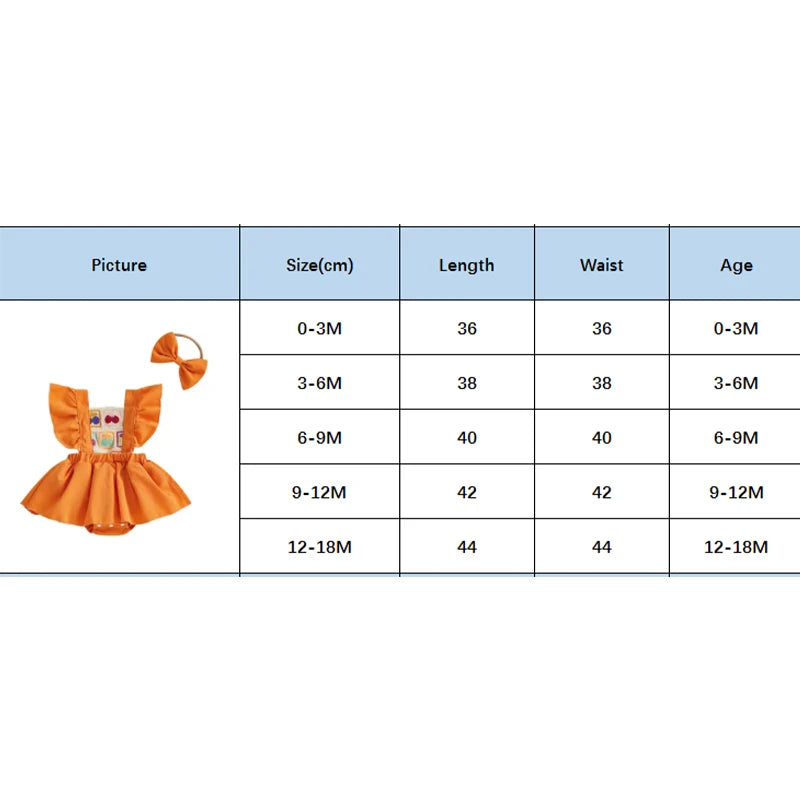 0-18M 2pcs Baby Girls Rompers Dress Cherry Embroidery Ruffles Fly Sleeve Skirt Hem Jumpsuits with Headband