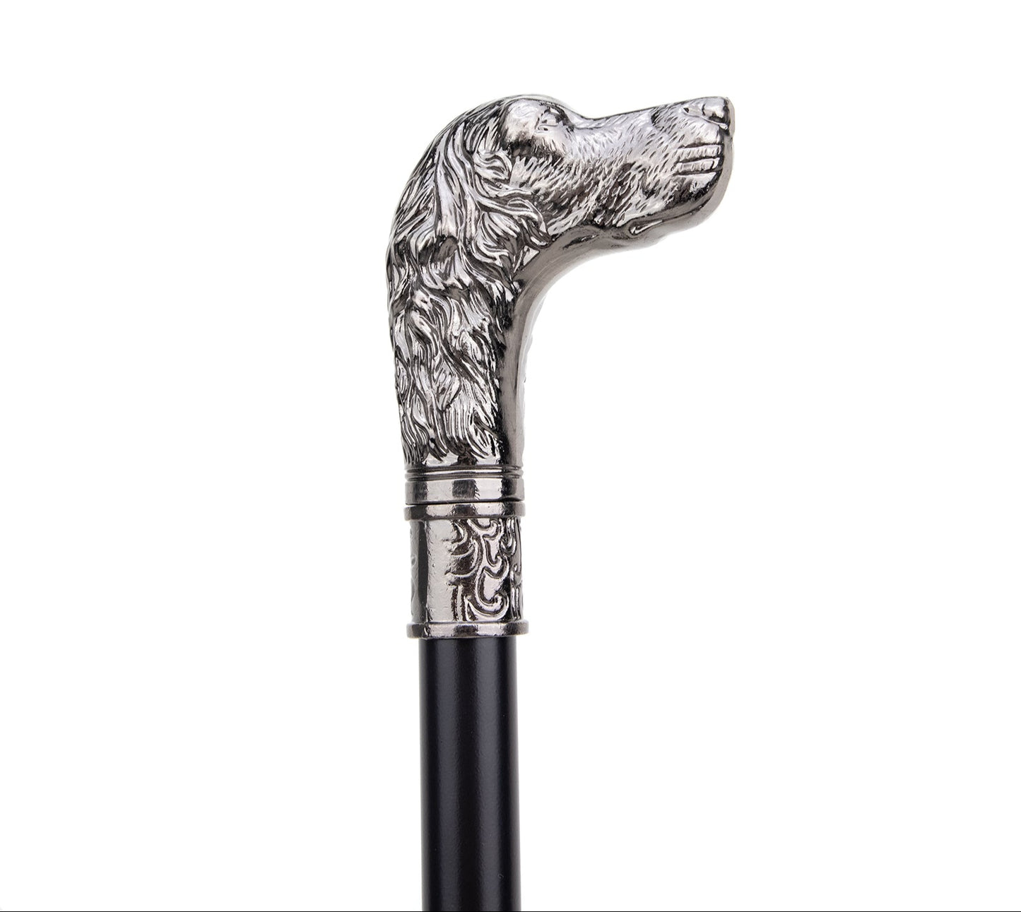 Elegant Dog Head Walking Cane - Decorative Silver Walking Stick 93cm