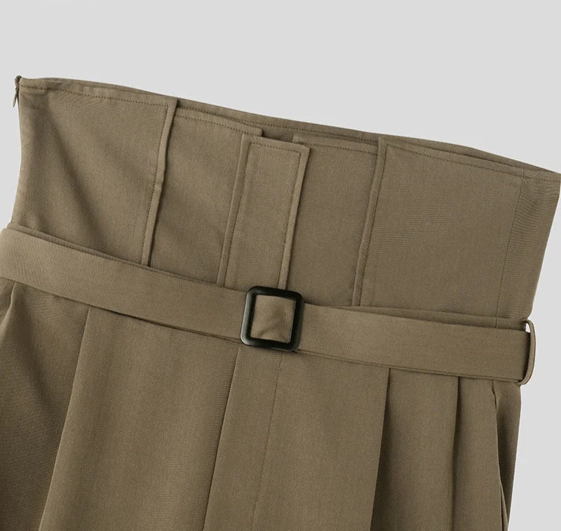 Men's Summer High Waist Pantalons Zipper Long Trousers