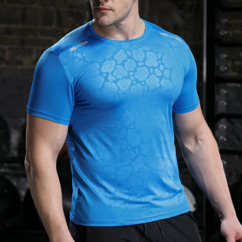 Men's Running Compression Dry Fit Short Sleeve Sport Gym Fitness Jogging Sweatshirt Athletic T-Shirt Top