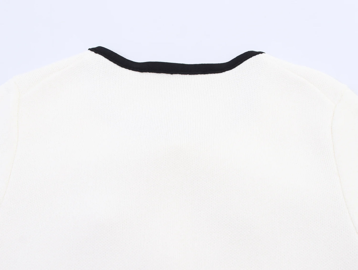 Sexy Cross Color Edge Round Neck Short Sleeve Knitted Coat