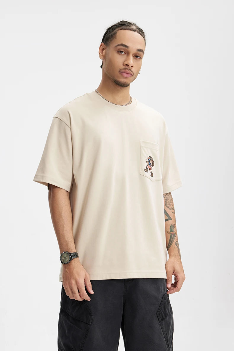 Unisex Sports Embroidered Pocket Tech Fabric Cool Touch Quick-Dry Short Sleeve T-Shirt