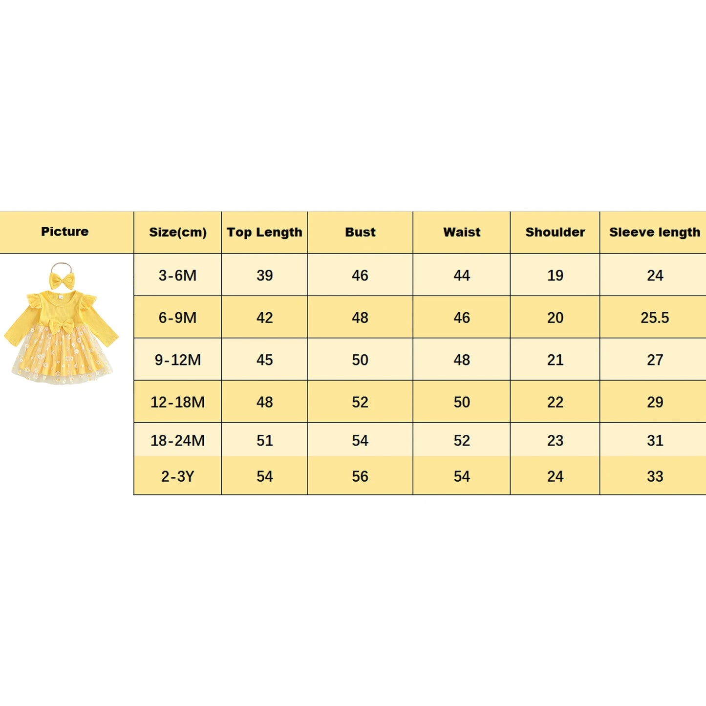Lovely Baby Girls Fall Winter Dress - Sunflowers Print Tulle Dress with Headband (0-3Y)