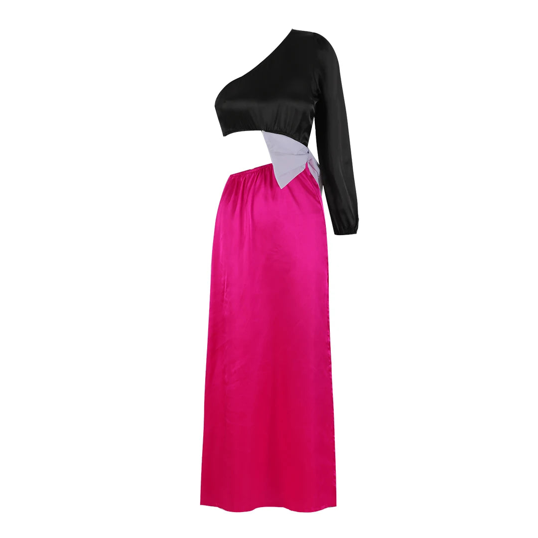 Women’s One Shoulder Midi Elegant Bandage Split Cutout Maxi Summer Bodycon Evening Party Dress