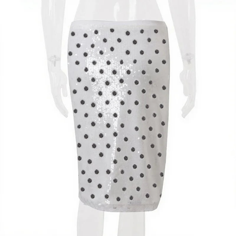 Women's Sequined Dots Lace Trim Y2K Mini Skirt - Low Rise Summer Bottom