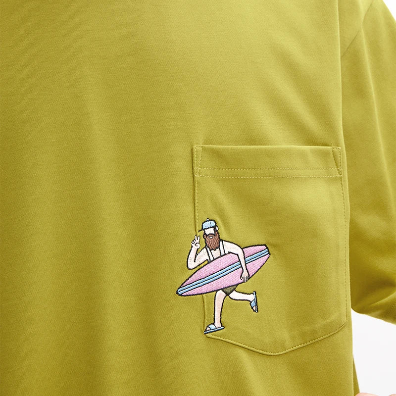 Unisex Sports Embroidered Pocket Tech Fabric Cool Touch Quick-Dry Short Sleeve T-Shirt