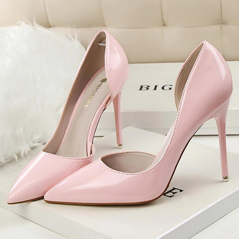Patent Leather Stiletto Pumps - Professional Office Heels Available in 12 Colors