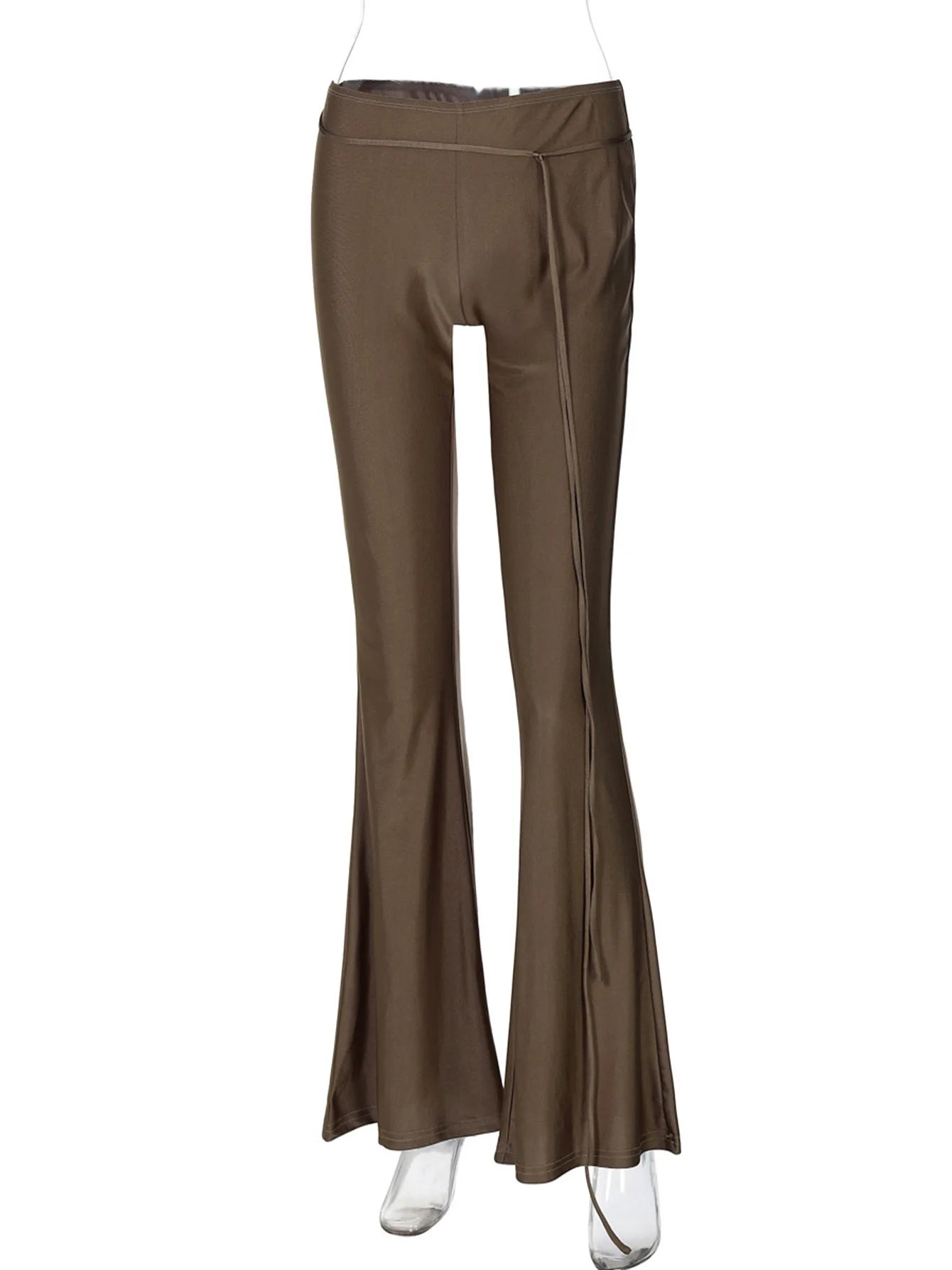 Women's Summer Flared Pants Rave Festival Outfits Slim Fit Low Rise Trousers
