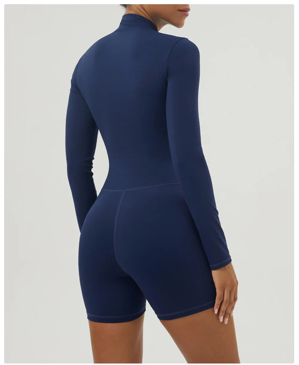 Women's Gym Yoga Running Jumpsuit One Piece Long Sleeve Sportswear Female Breathable Workout Activewear