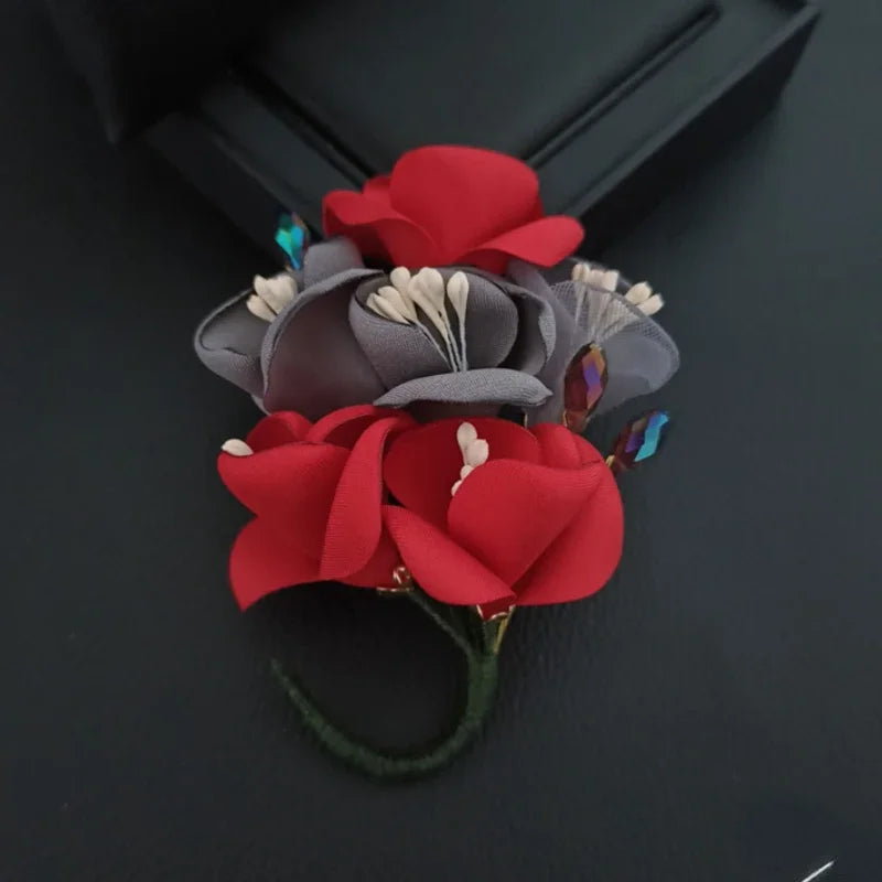 Elegant Fabric Flower Brooch Pin - Handmade Corsage for Women