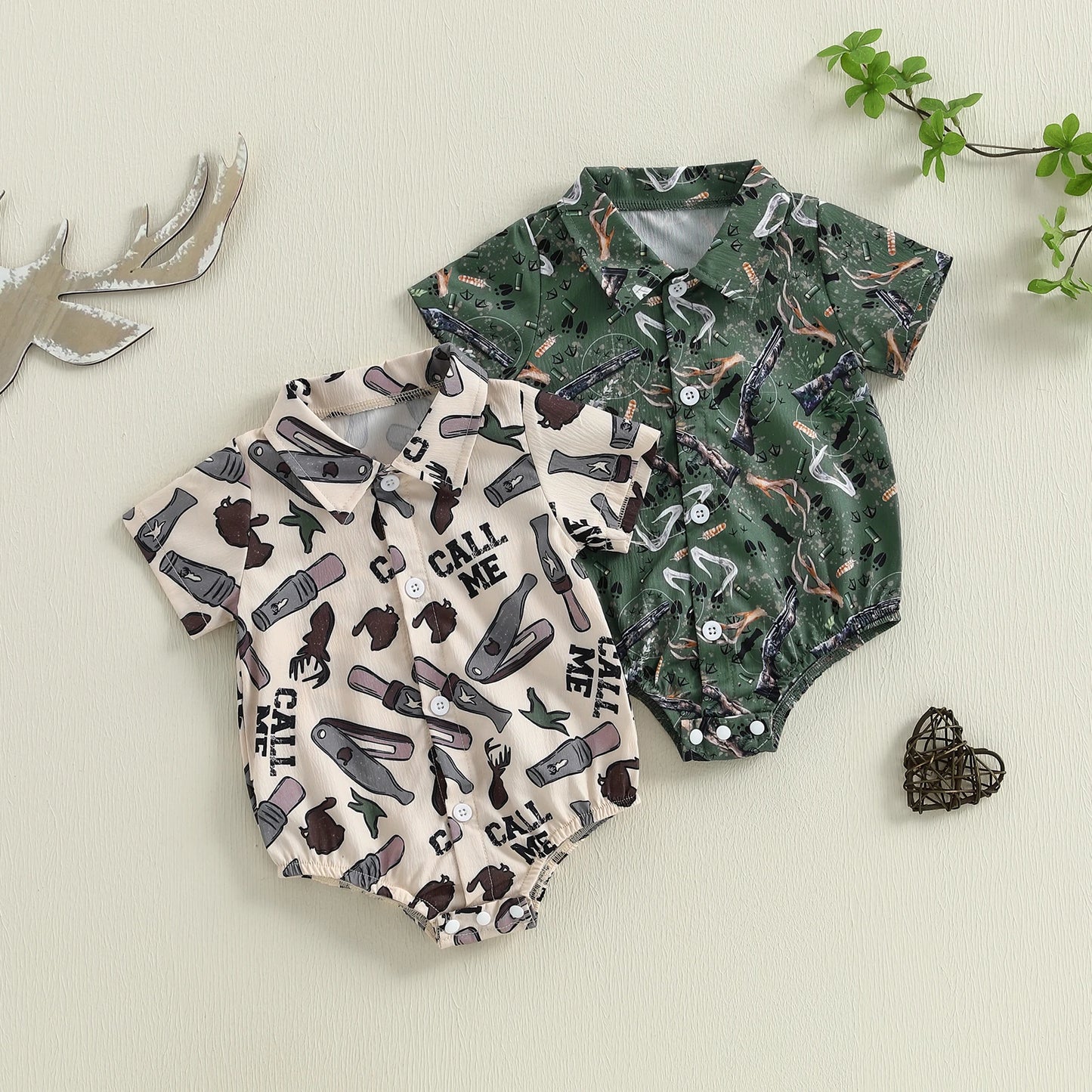 Baby Boys Gentleman Western Romper - Cartoon Print Button-up Bodysuit (0-18M)
