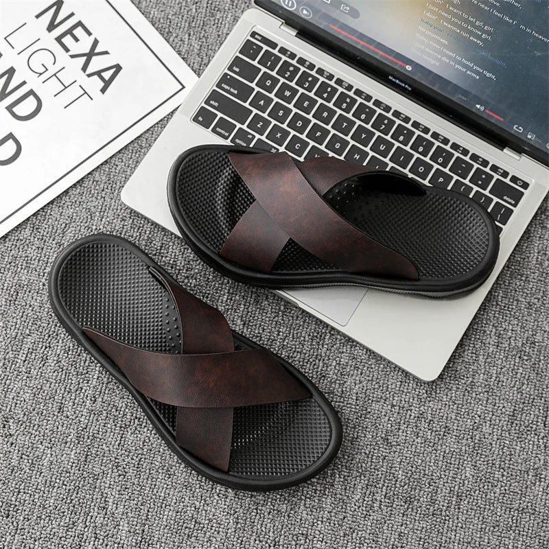 Men's Summer Slides Crossover Slippers Sandals