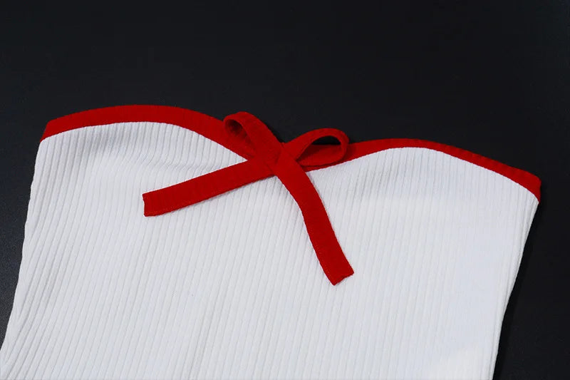 Women's Embellished Bow Detail Strapless Crop  Party Backless Cropped Tube Top