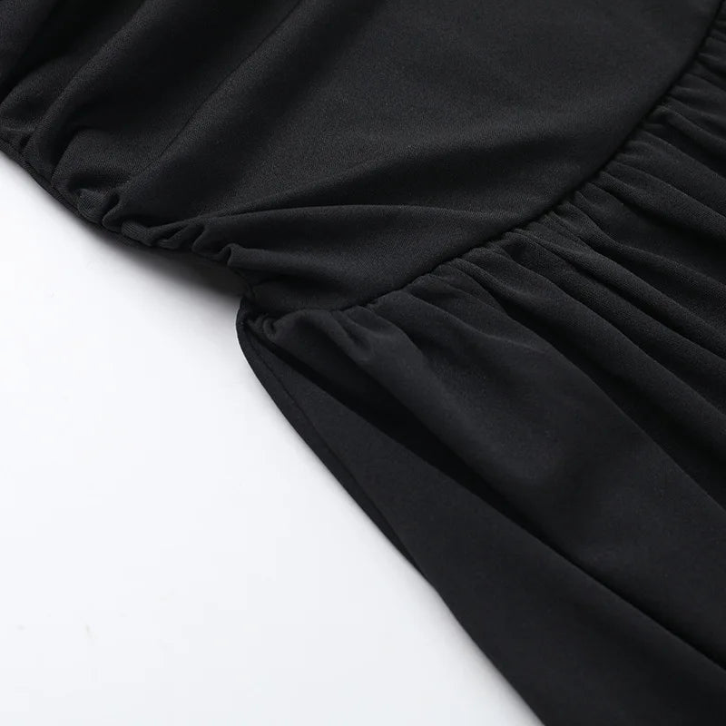 Women's Ruched One-Shoulder Party Long Sleeveless High Waist A-Line Dress