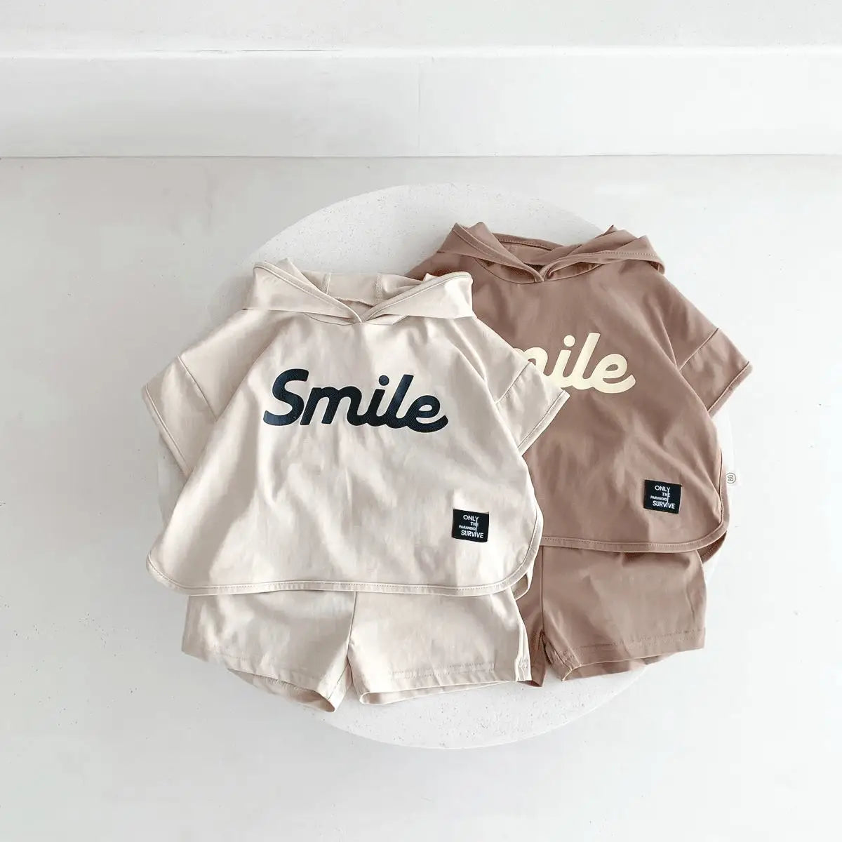 2 PCs Children Letter Print Shorts Outfit
