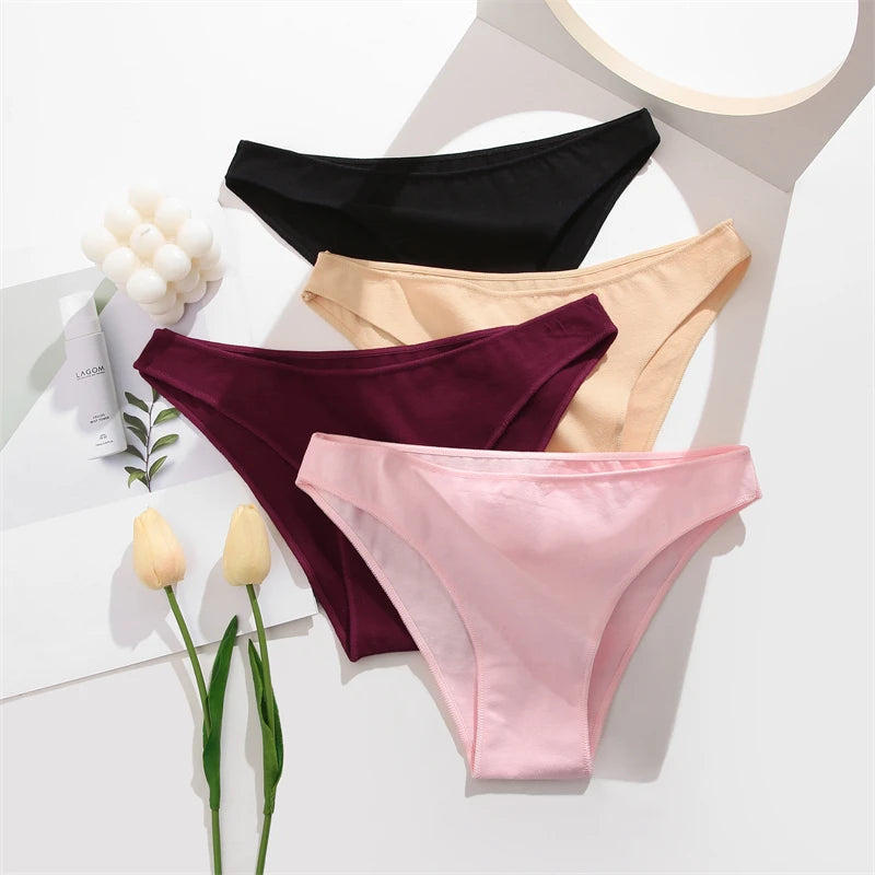 7Pcs/Set Women's Cotton Panties Plus Size Underwear - Low Waist Briefs Breathable Lingerie