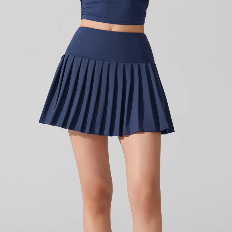 Women's 2-in-1 Tennis Skirt - Pleated Quick Dry Sports Skirt with Pockets