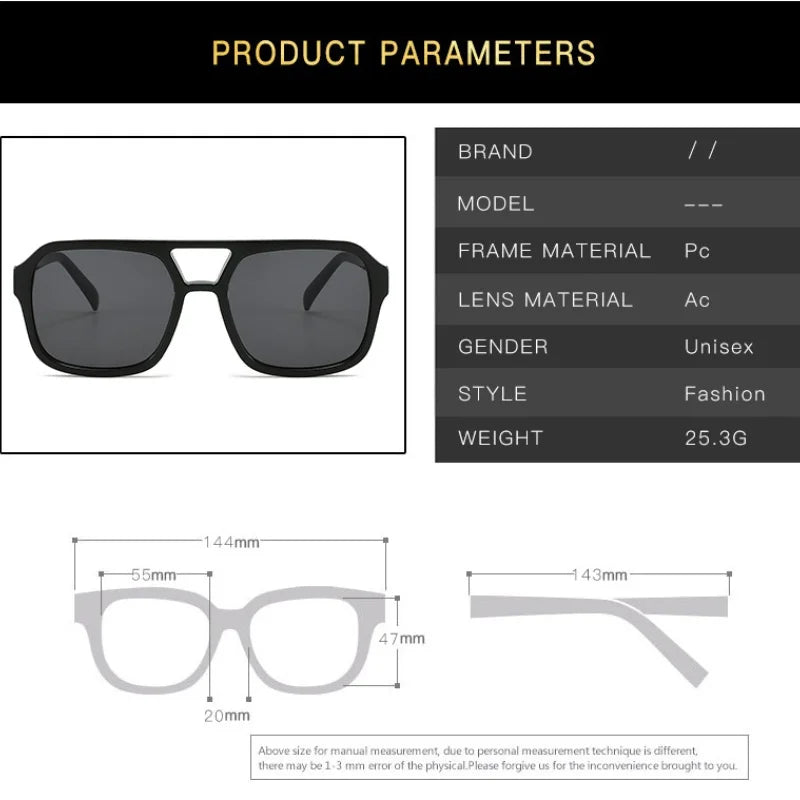 Women's Retro Square Sunglasses - Large Frame UV400 Protection Eyewear