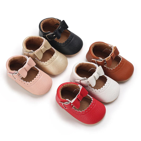 0-18M Baby Girls Boys Princess Shoes Sweet Style Solid Bow Lace Decoration Soft Sole Shoes