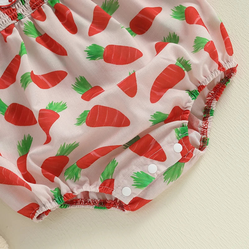 Baby Girls' Easter Carrot Print Romper - Summer Bodysuit