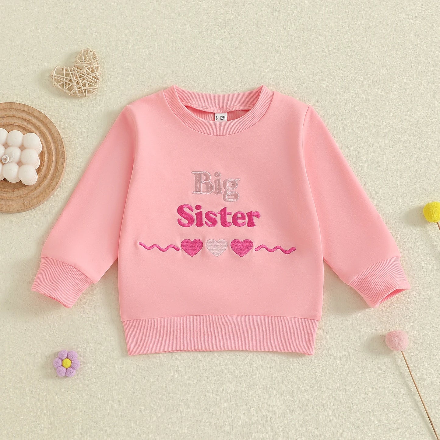 Baby Romper Sweatshirt - Letters Heart Embroidery Pullover