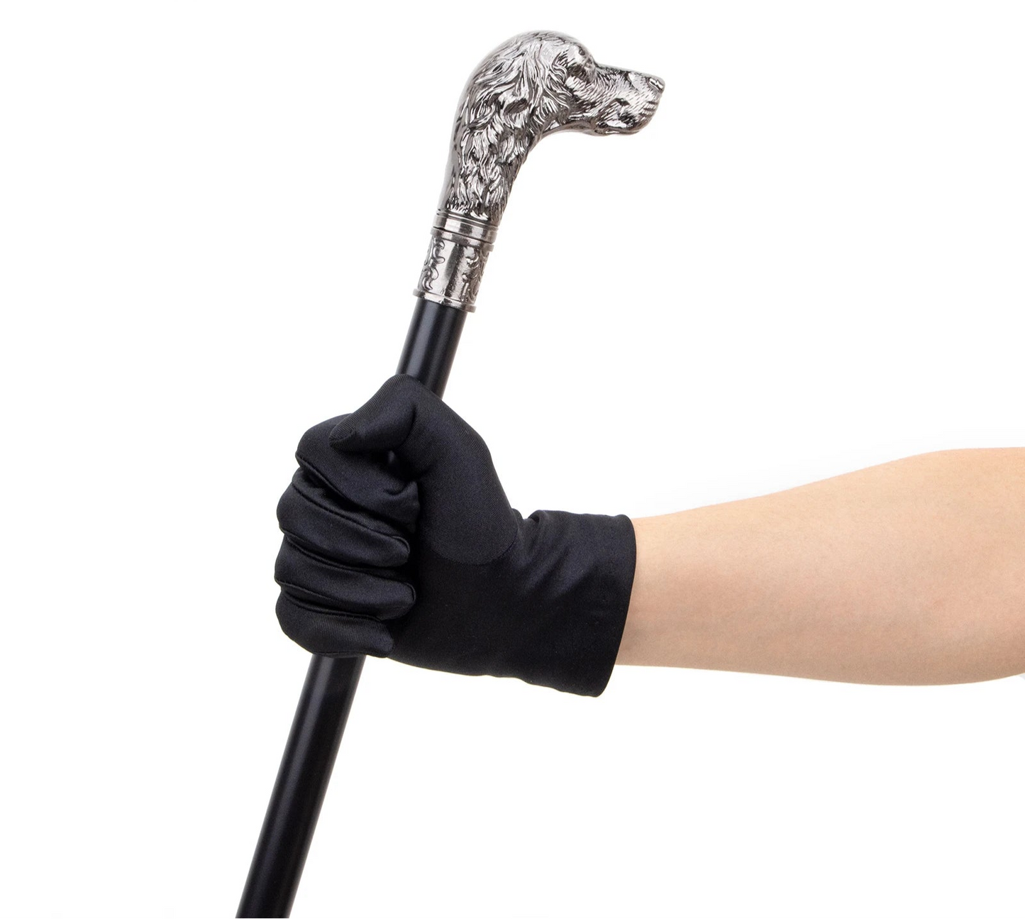 Elegant Dog Head Walking Cane - Decorative Silver Walking Stick 93cm