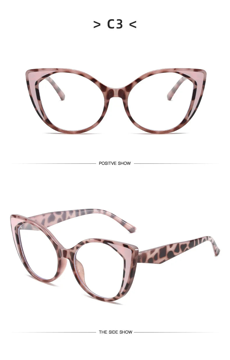 Cat Eye Blue Light Blocking Glasses - Large Frame Fashion Eyewear for Women & Men