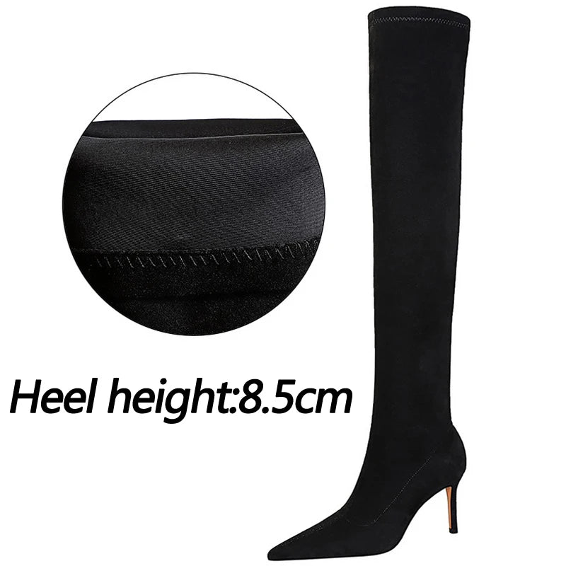 Women's Suede Over-the-Knee Thin High Heel Boots