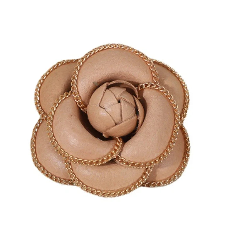 Elegant Fabric Camellia Flower Brooch - Pearl Crystal Lapel Pin for Women