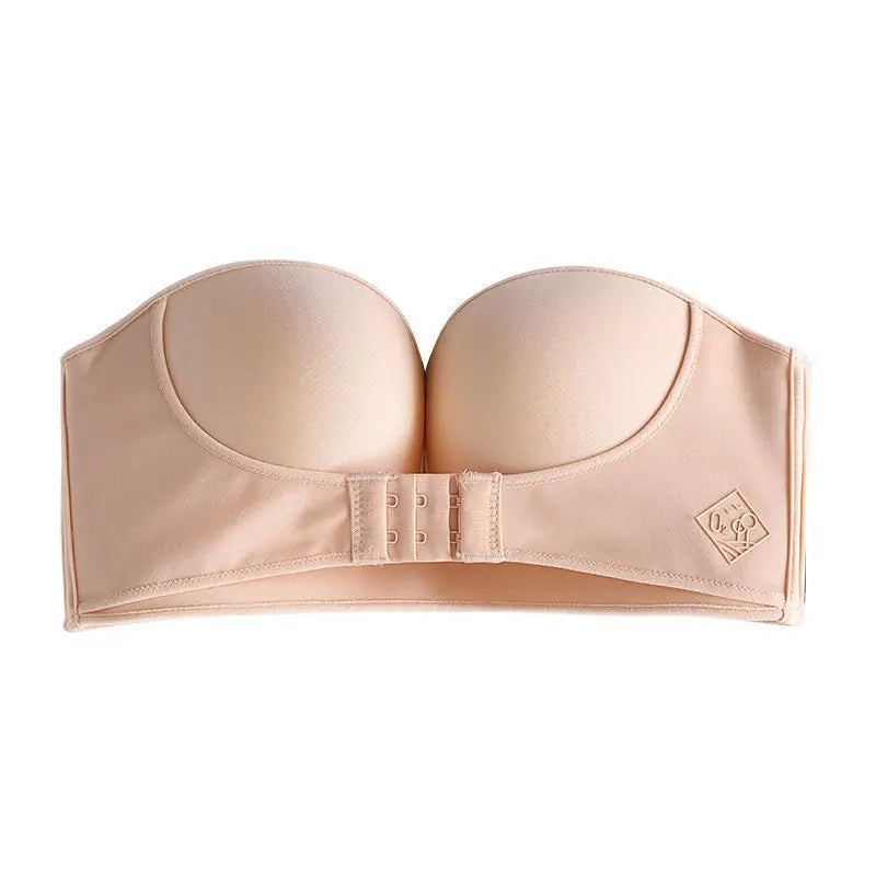 Women's Front Closure Strapless Bra - Invisible Bras Underwear Push Up Brassiere One-piece Wireless Bralette