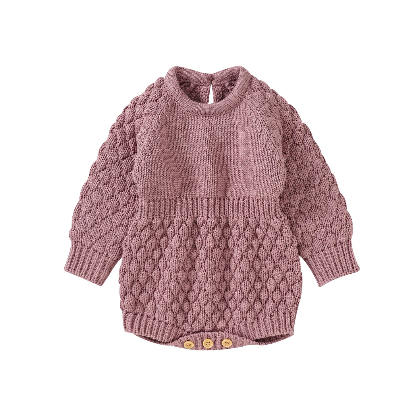 Baby Sweater Romper - Solid Knitted Long Sleeve Warm Jumpsuit