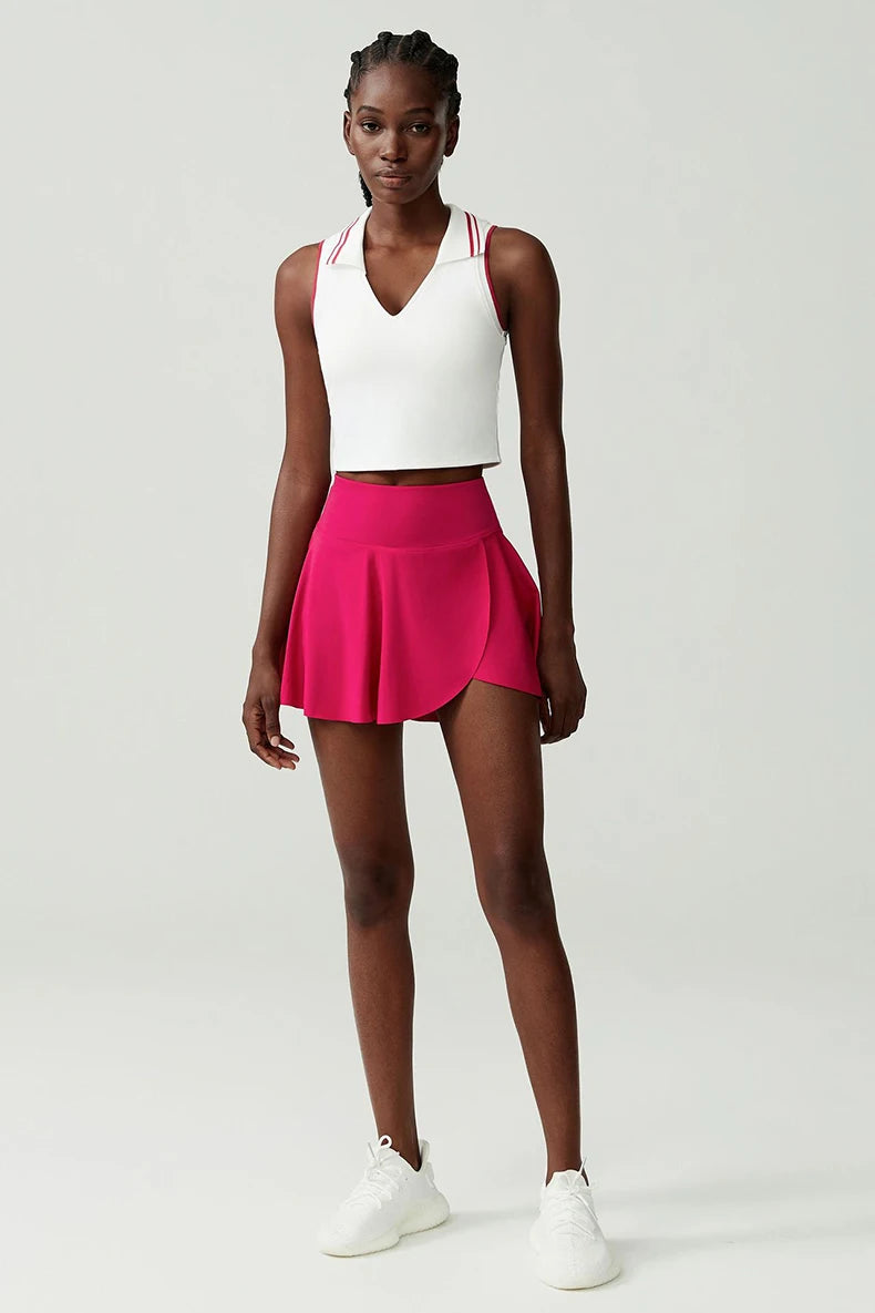 Women's Two-Piece Fitness Set with Pocket Tennis Skirt - Complete Workout Outfit