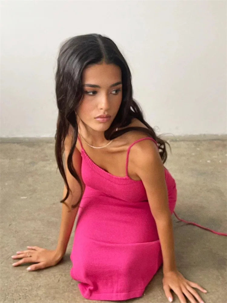 Women's Backless Bandage Knitted Sleeveless Slip Dress