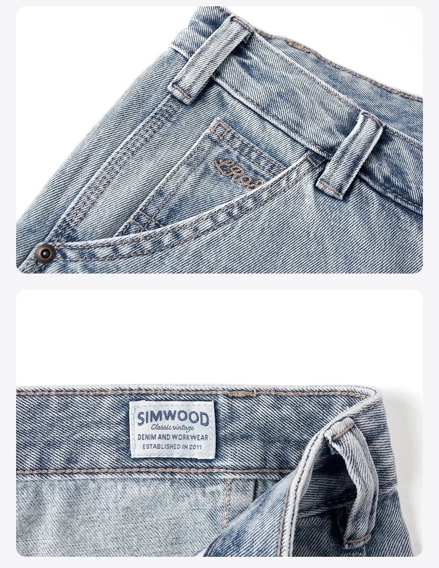 Men's Loose Fit Cargo Jeans - Relaxed Denim Trousers