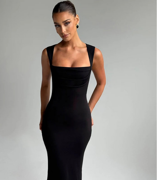 Women's Square Neck Elegant Maxi  Outfits Sleeveless Bodycon Dress
