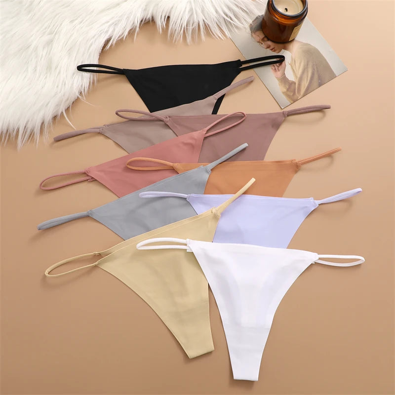 5-Pack Ice Silk Seamless Thongs - Low Waist G-String Underwear
