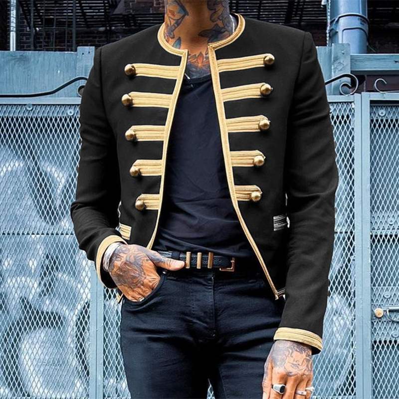 Men Round Neck Long Sleeve Vintage Jacket S-5XL