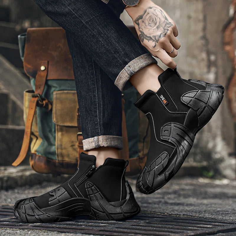 Men's Casual High Top Platform Skateboard Slip On Ankle Comfortable Vulcanized Sneakers