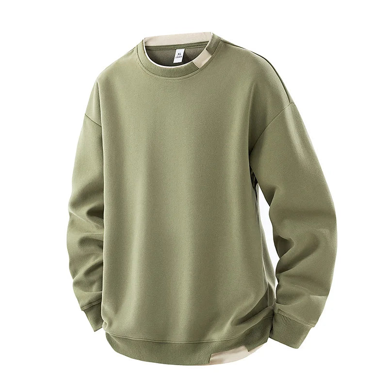 Men's Patchwork Sports Sweatshirt - Loose O-Neck Heavyweight Hoodie for Spring Autumn