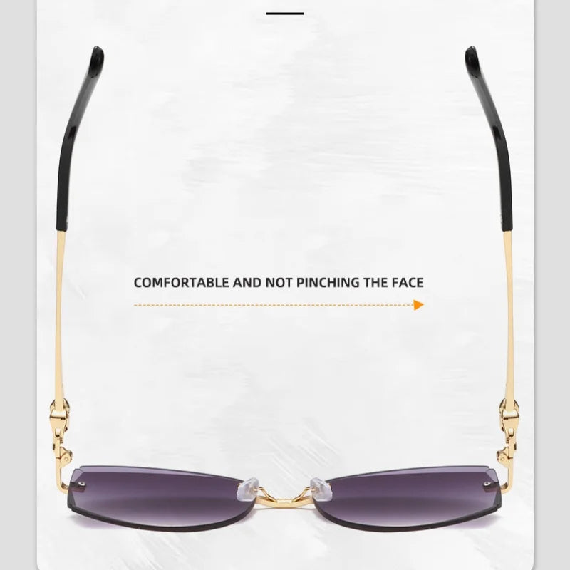 Women's Gradient Frameless Sunglasses - Cut Edge Metal Design