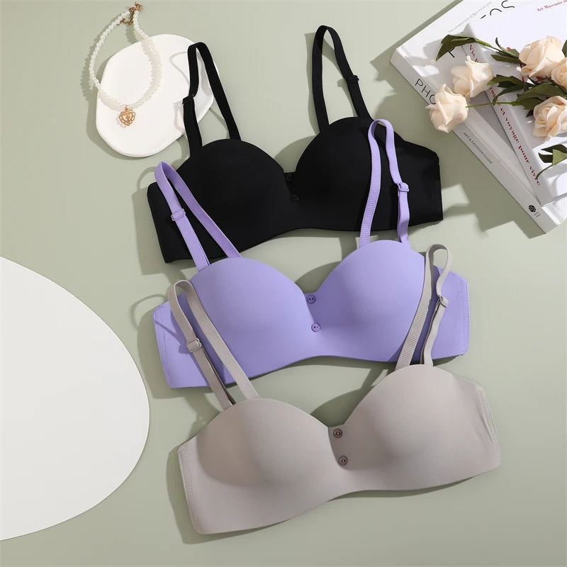Women's Seamless Bra Wireless Adjustable Push Up Brassiere Comfort Soft Underwear Lingerie