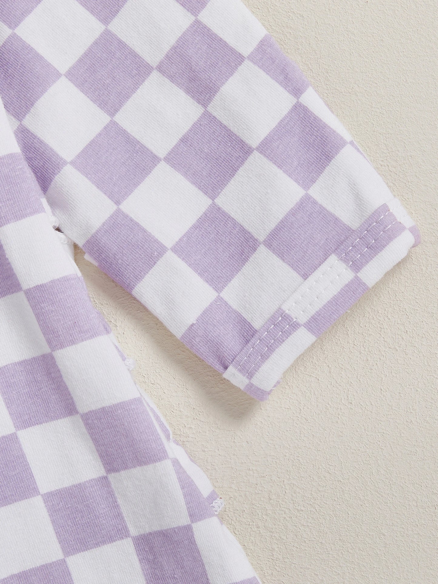 Newborn Baby Footie Set with Headband - Checkerboard Ruffled Zip Front Jumpsuit